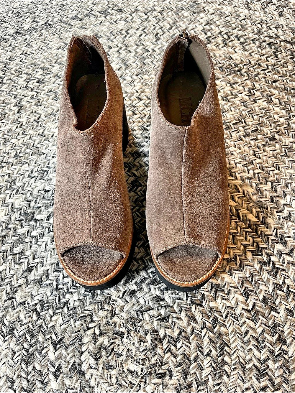 MCH Brown Platform Peep Toe Heels